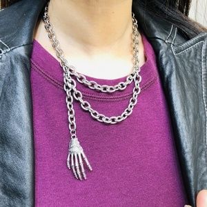Punk Gothic Hand skeleton pendant Necklace Choker